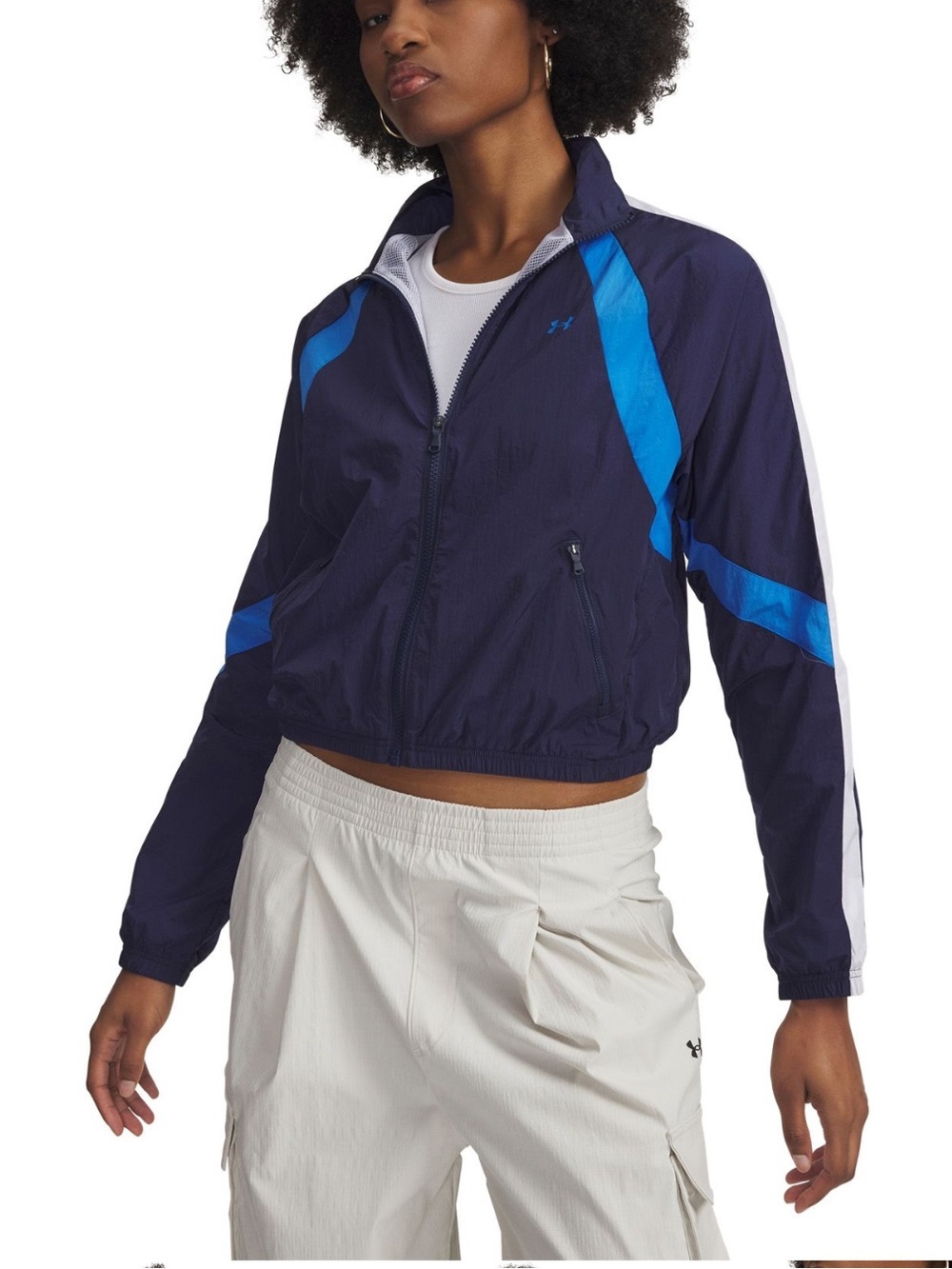 Under Armour Women’s Icon Crinkle Jacket Washed Navy Blue XL NWT